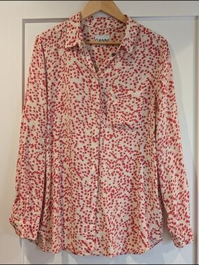 GANNI Floral Print Crepe Button Down Shirt Blouse Size 40 (8/10)